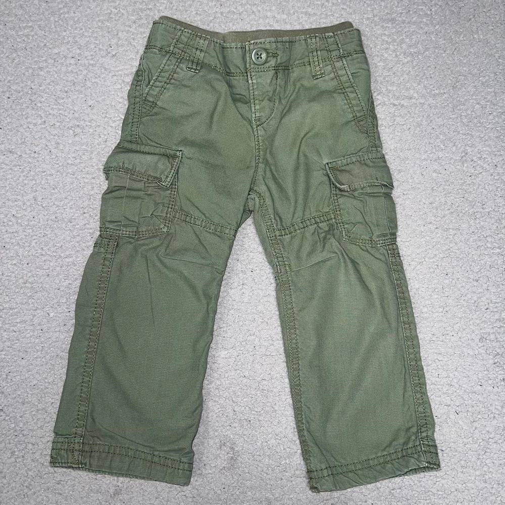 Baby Gap Pants Toddler Sz 18-24 Months Olive Green Cargo Pockets Pull On Preppy